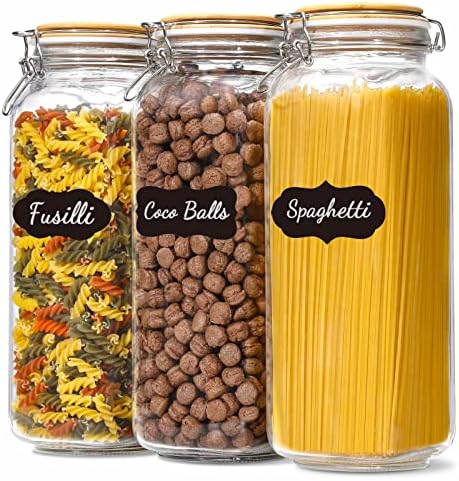 VITEVER Taller 92oz Glass Jars with Airtight Lid 3 Pack