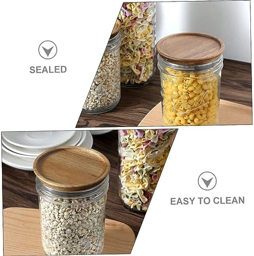 BIUDECO 2pcs Mason Jar Wooden Lids with Silicone Seals