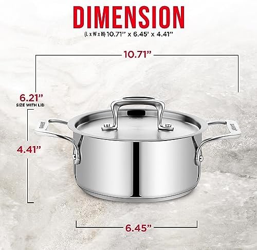 Bakken SwissHeavy-Duty Stainless Steel Stockpot 2 Quart for Cooking Catering