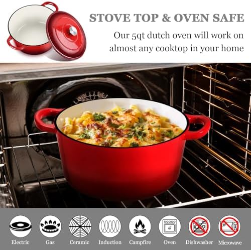 JoyfairDutch Oven Pot with Lid Red