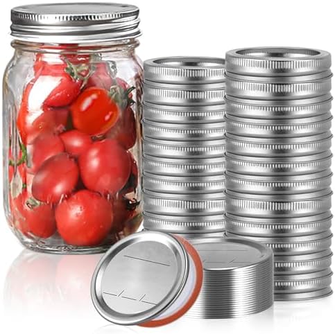 LOVE MOMENT 48PCS Canning Lids Rings for Mason Jars