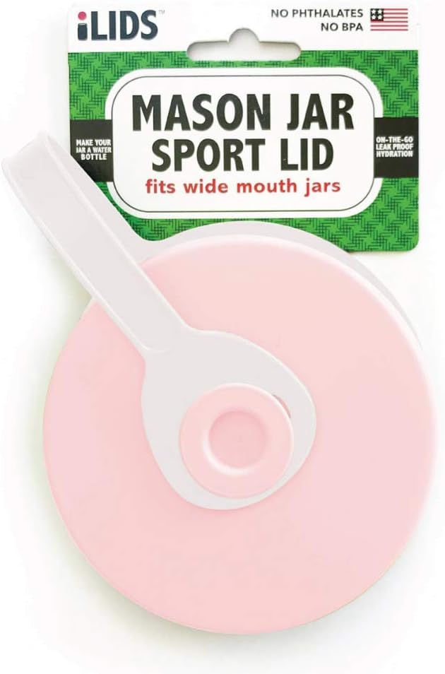 iLIDS Mason Jar Sport Lid Wide Mouth Pale Pink Pack of 2