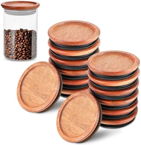 12-Piece Acacia Wooden Mason Jar Lid Set