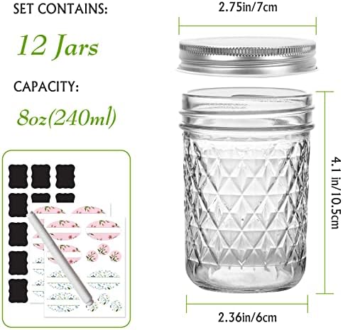 Keketin 8 oz Mason Jars with Silver lids Preserve Kids Meals