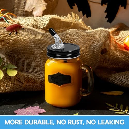 QurHapzy Mason Jar Pour Spouts2-Pack Black Dust-Free