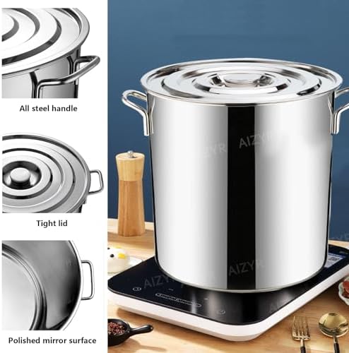Stainless Steel Stockpot Durable Rust-Resistant Large Capacity Easy to Open Lid