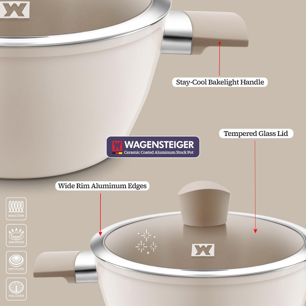 WAGENSTEIGER7-Layered Ceramic Stock Pot with Non-Stick Bakelite Handles