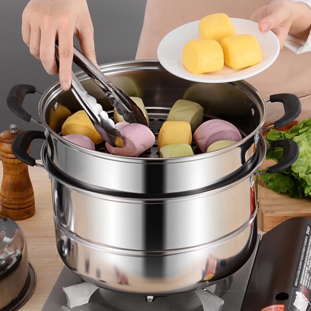 HTERWQEA Stainless Steel Stock Pot Heavy Duty Heat-Resistant Double Handles Dishwasher Safe