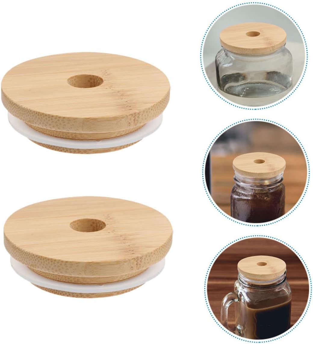 STOBAZA 6pcs Wooden Lids for Mason Jars