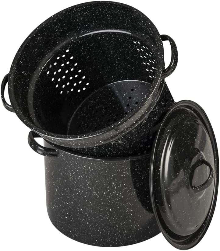 Granite Ware 75 Qt 3-Piece Pasta Pot Set with Lid and Strainer