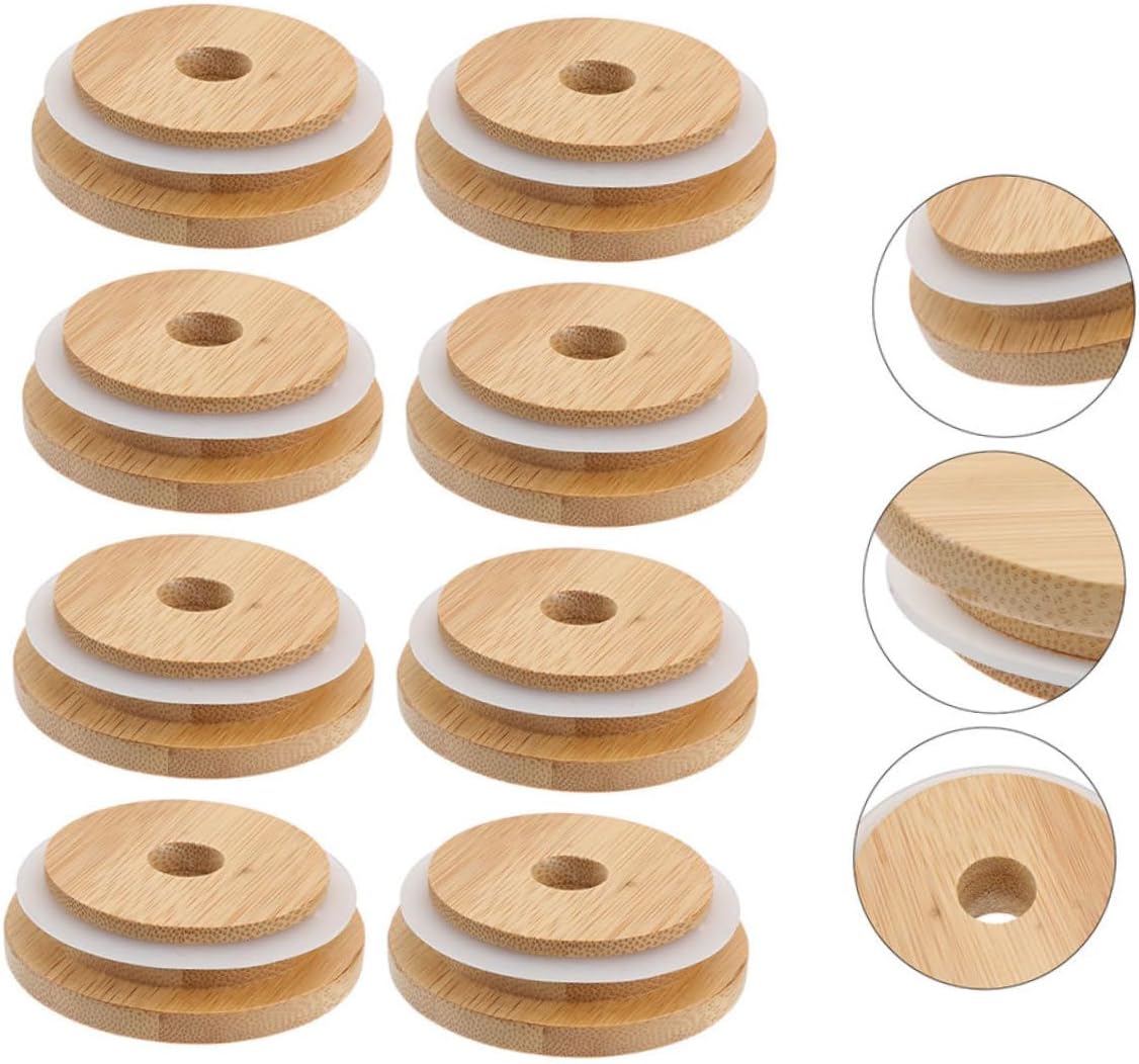 Alipis 4pcs Mason Jar Lids with Straw Holes Reusable Covers for Drinking