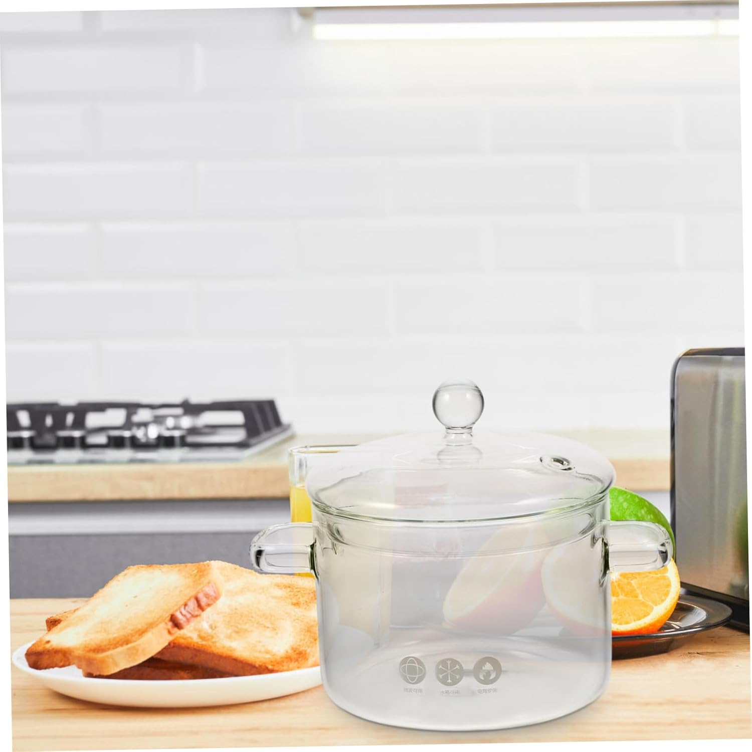 PrettyZoom High-Borosilicate Glass stew pot with lid