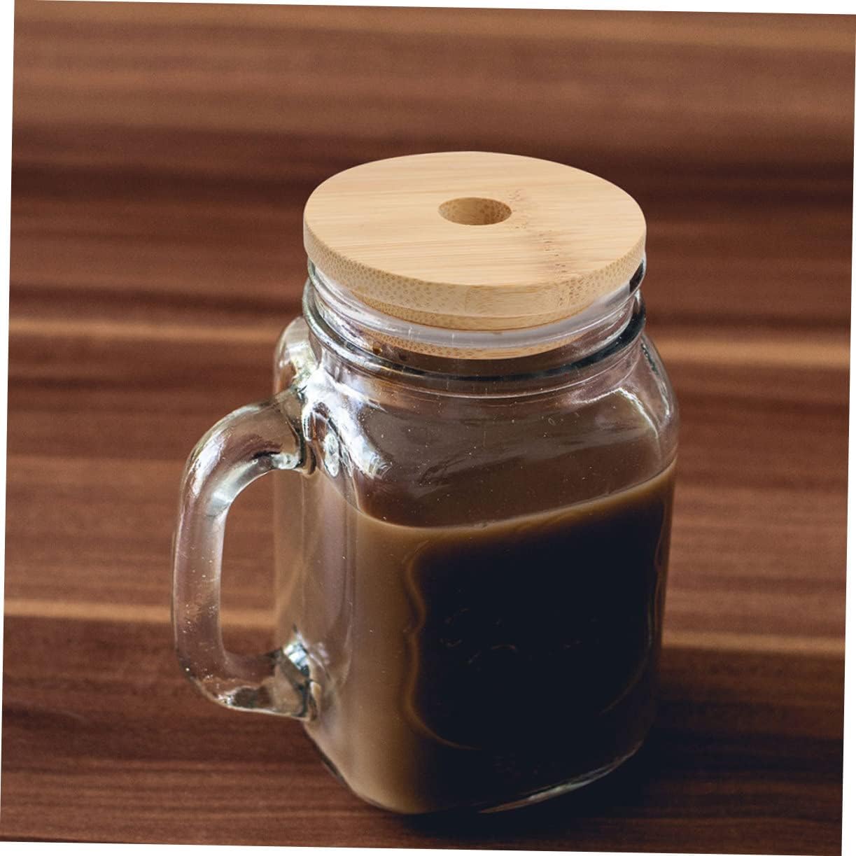 Cabilock 4PCS Mason Jar Lids with Wooden Covers 70mm