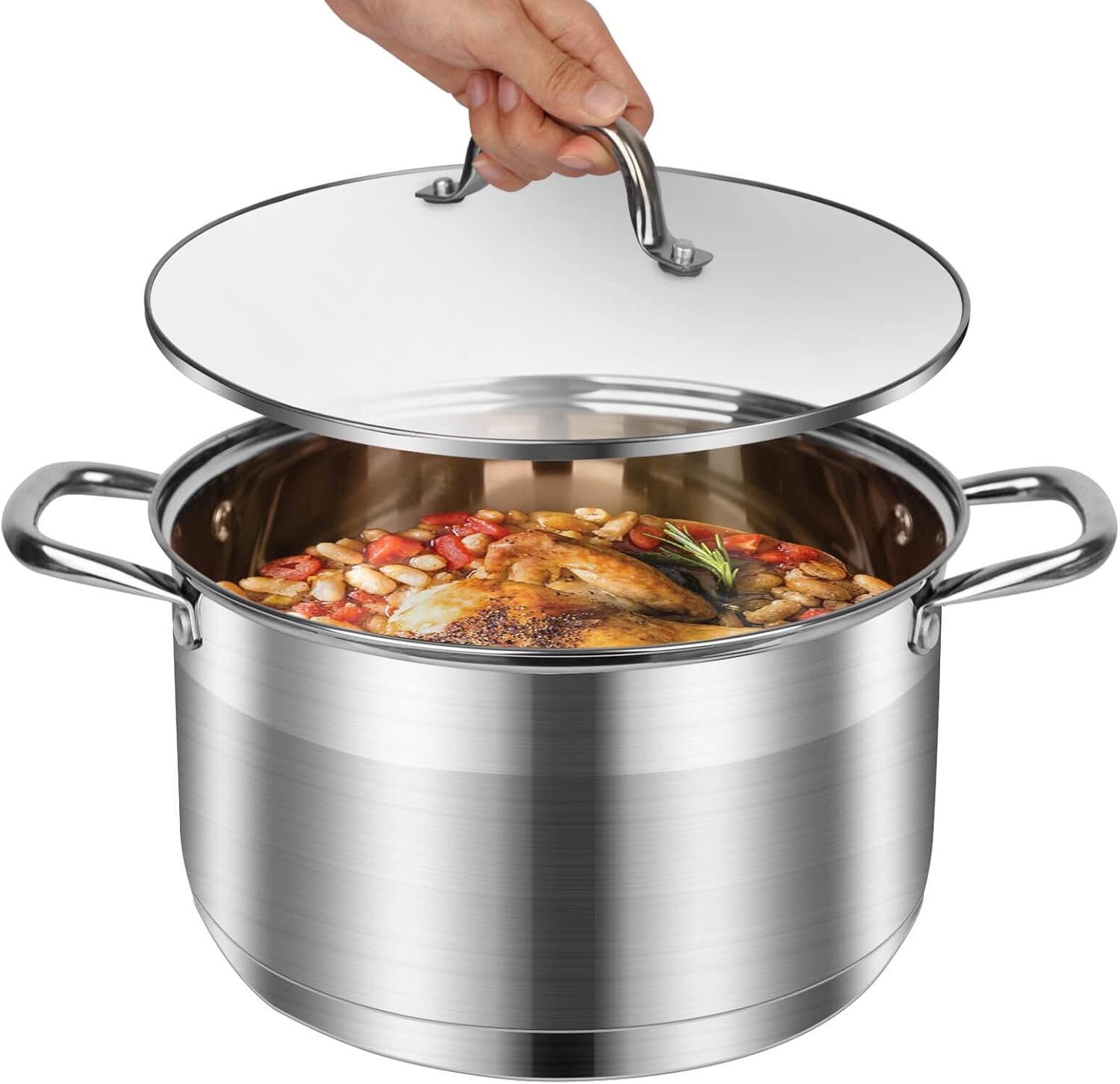 LEUGWAKN 10 Quart Stainless Steel Stock Pot with Lid