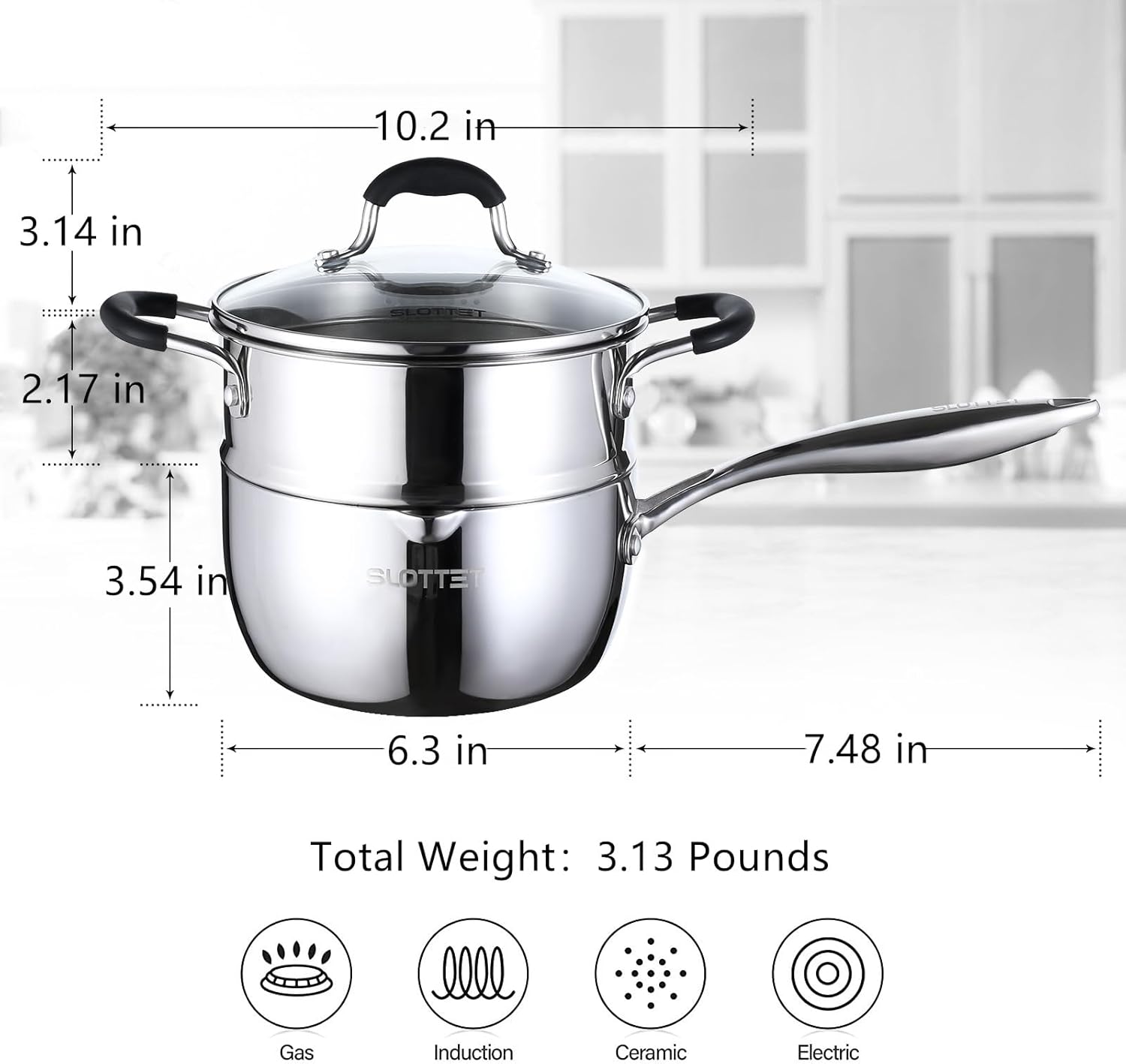 SLOTTET Tri-Ply Stainless Steel Saucepan