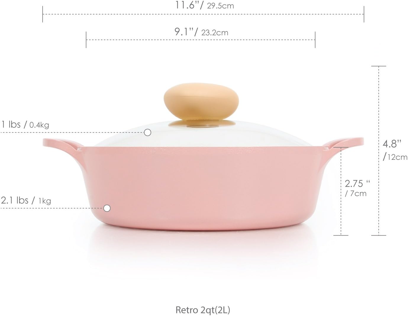 Neoflam Ecolon Retro 2 qt Non-Stick Stockpot with Steam Vent Pink