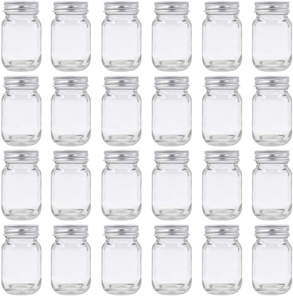 ROORUZ 2oz Mason Jar with Silver Lid x24