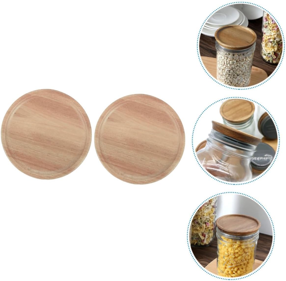 HOLIDYOYO 2pcs Mason Jar Wooden Covers 70mm