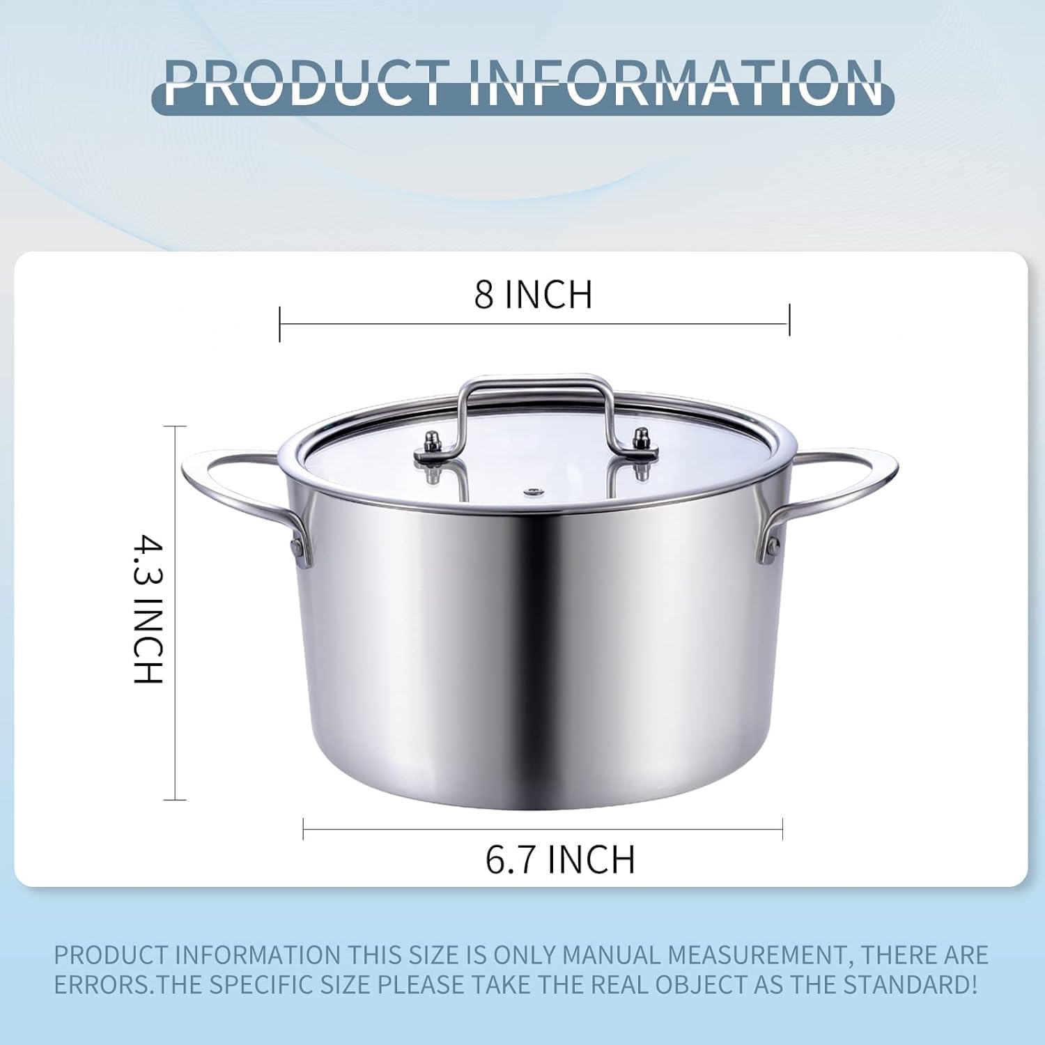 LOLYKITCH Tri-Ply 3 Quarts Stainless Steel Induction Stock Pot