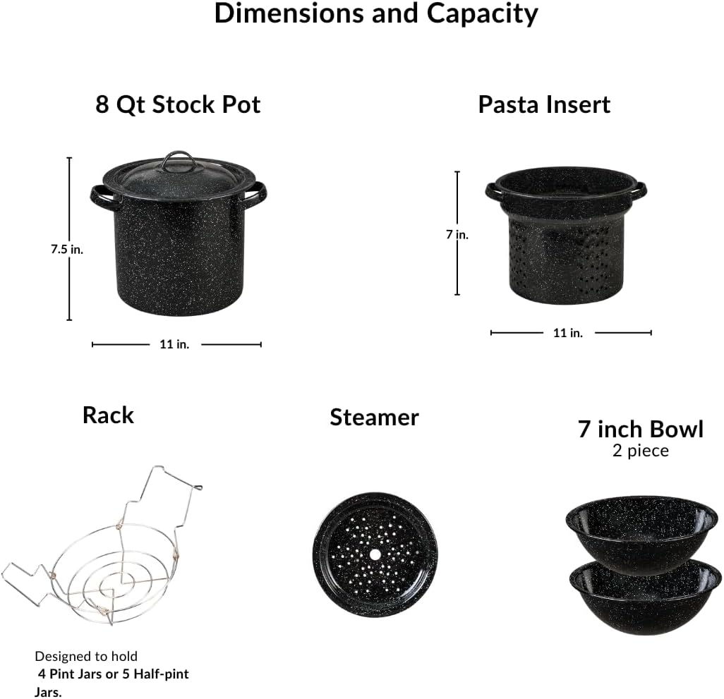 Multi-Use Stock Pot Set 8 Quart with Tamale and Canning Features