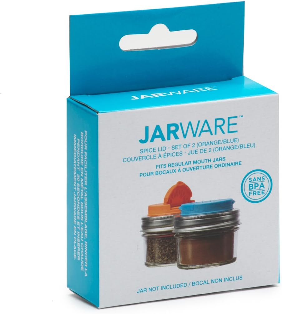 Jarware Spice Lids for Mason Jars Eco-Friendly and dishwasher-safe