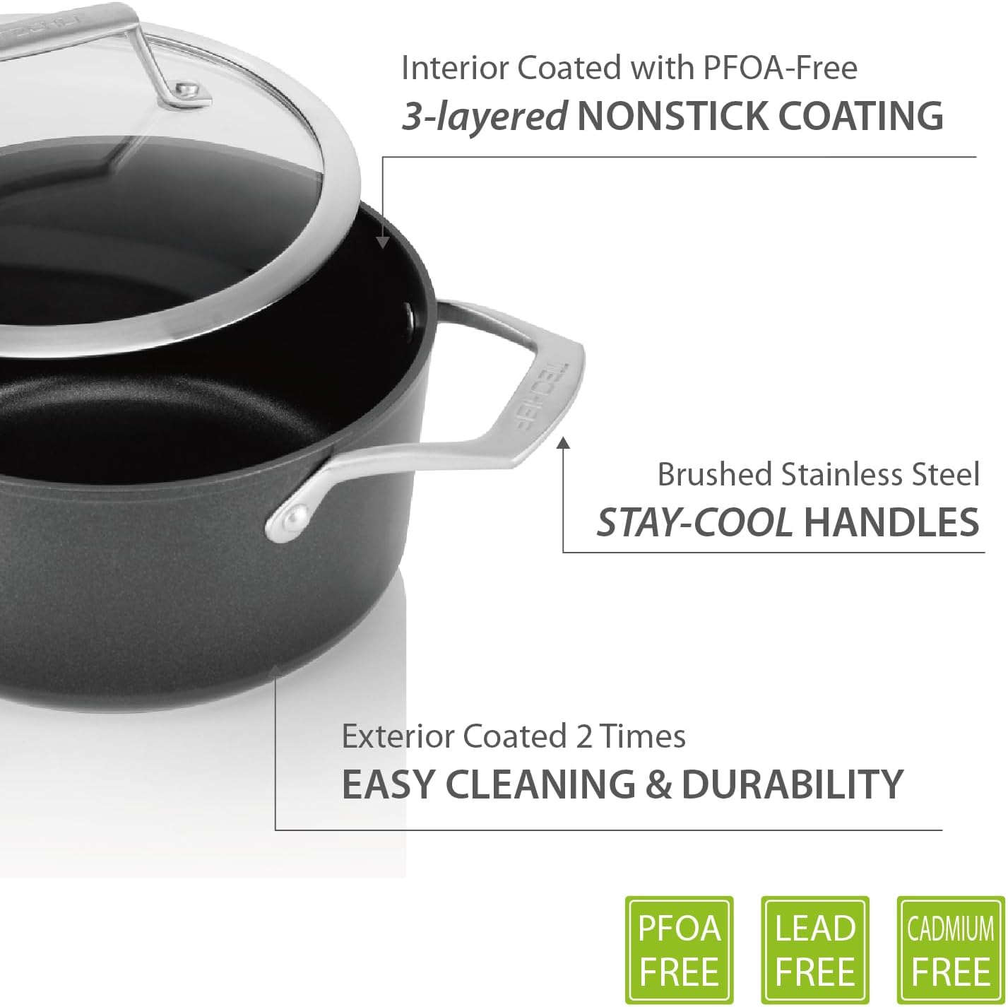TECHEF Onyx Collection 28-Quart Soup Pot with Glass Lid