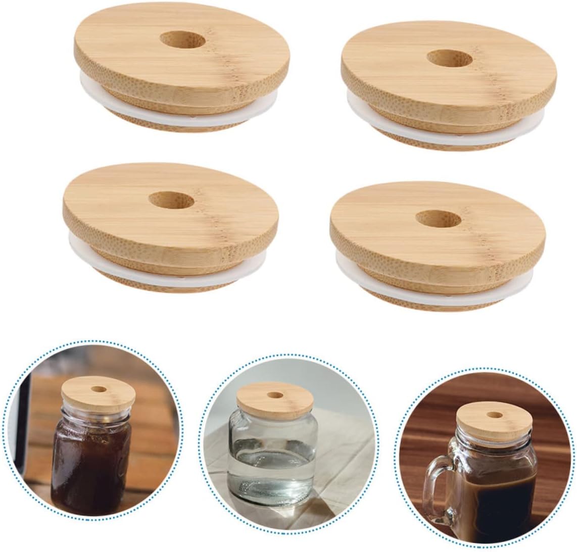 4-Piece Mason Jar Lids with Straw Holes
