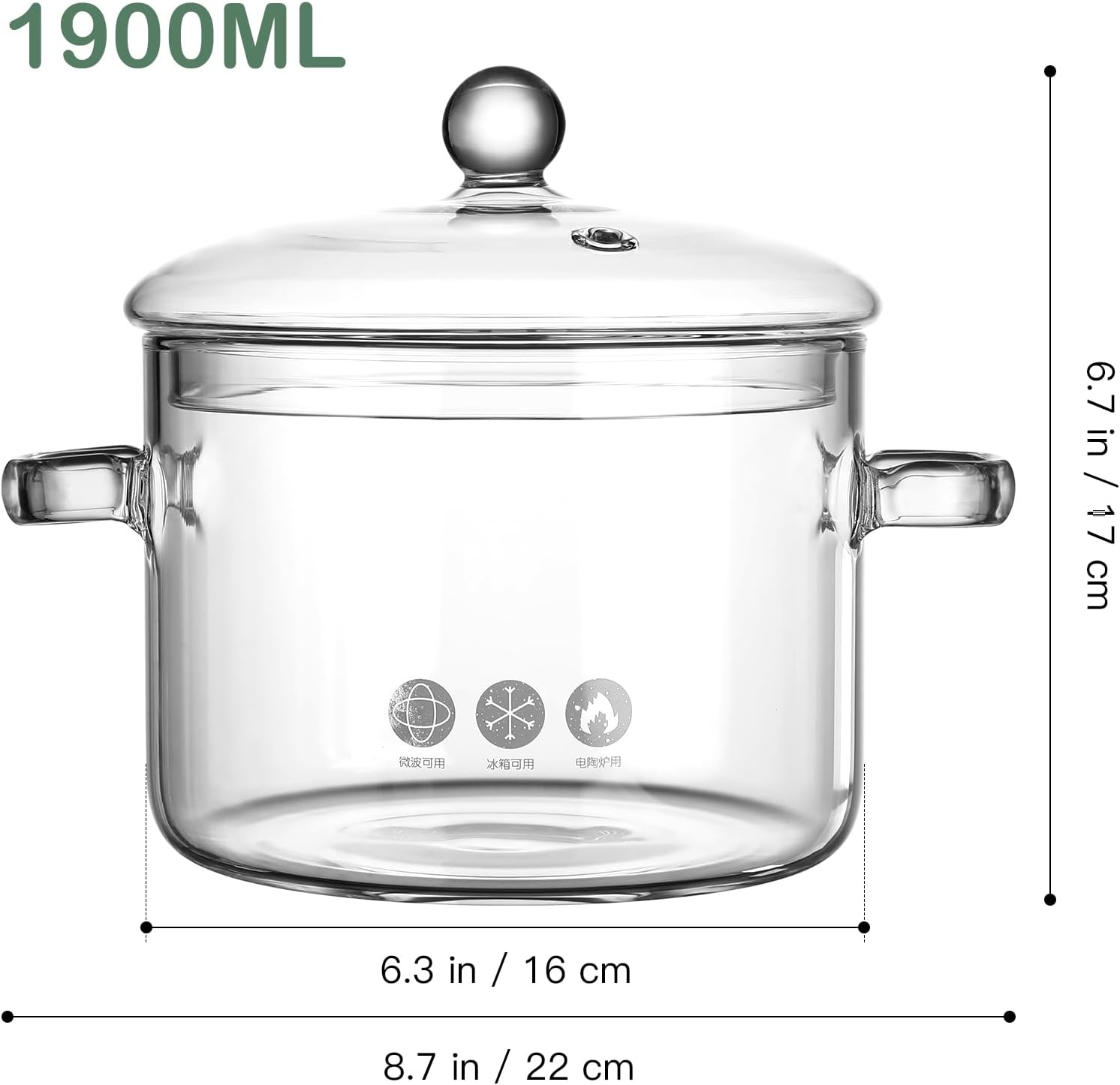 High-Borosilicate Glass Cooking Pot for Stove Kitchen Use