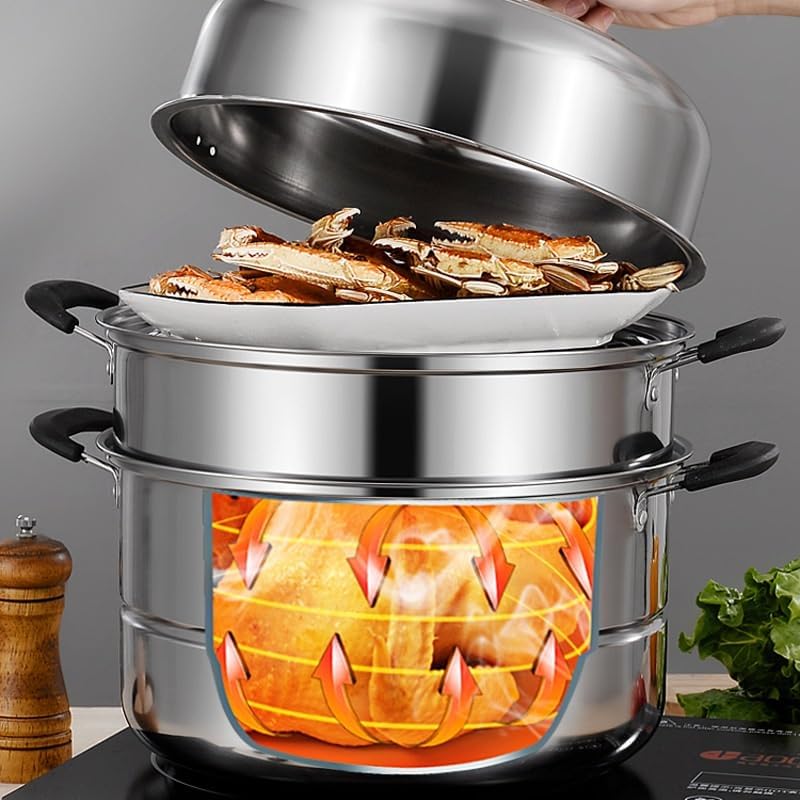 HTERWQEA Stainless Steel Stock Pot Heavy Duty Heat-Resistant Double Handles Dishwasher Safe