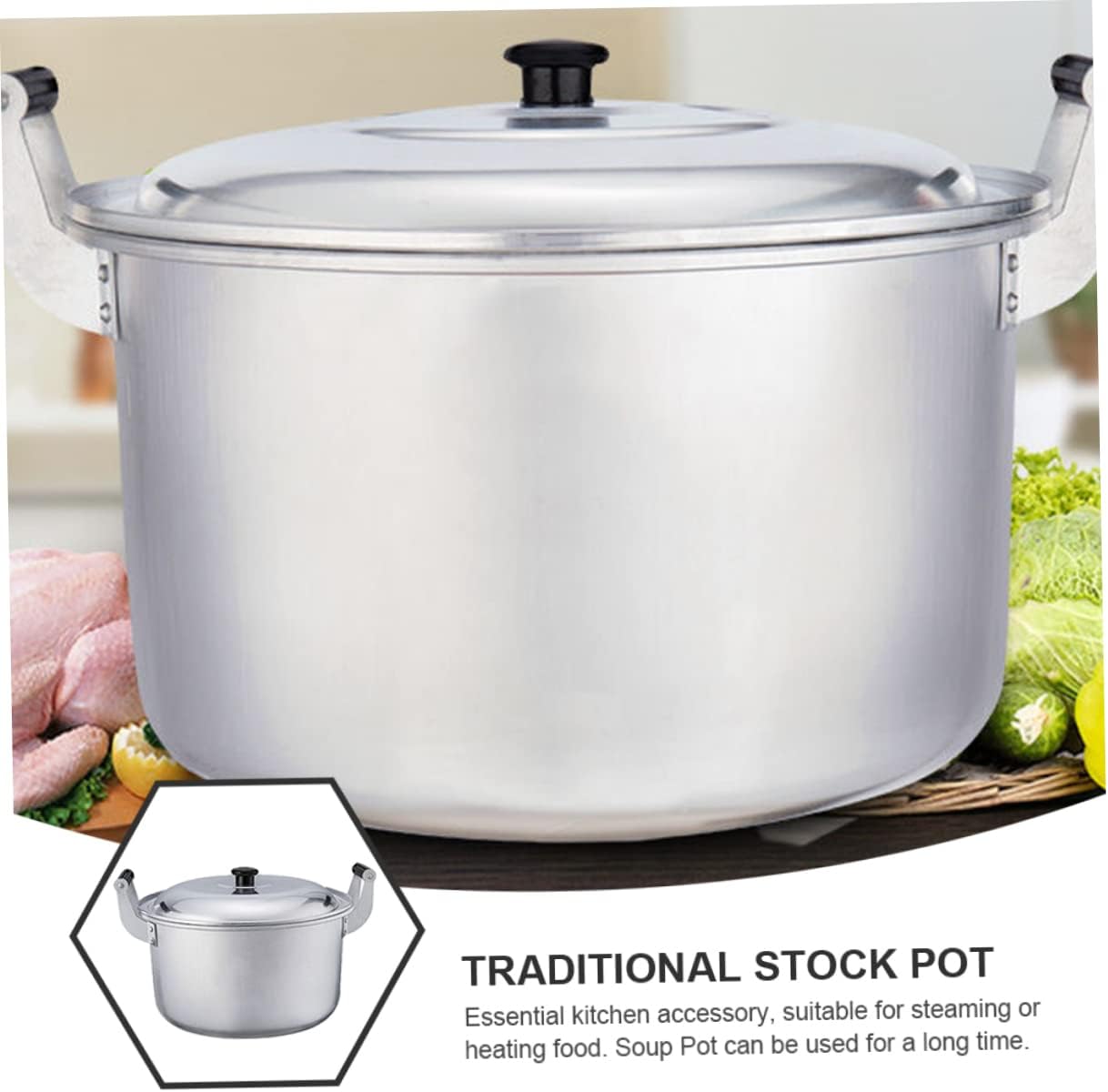 STOBAZA Aluminum Soup Pot - Multifunctional Cooking Pot for Kitchen Use - Safe Sturdy