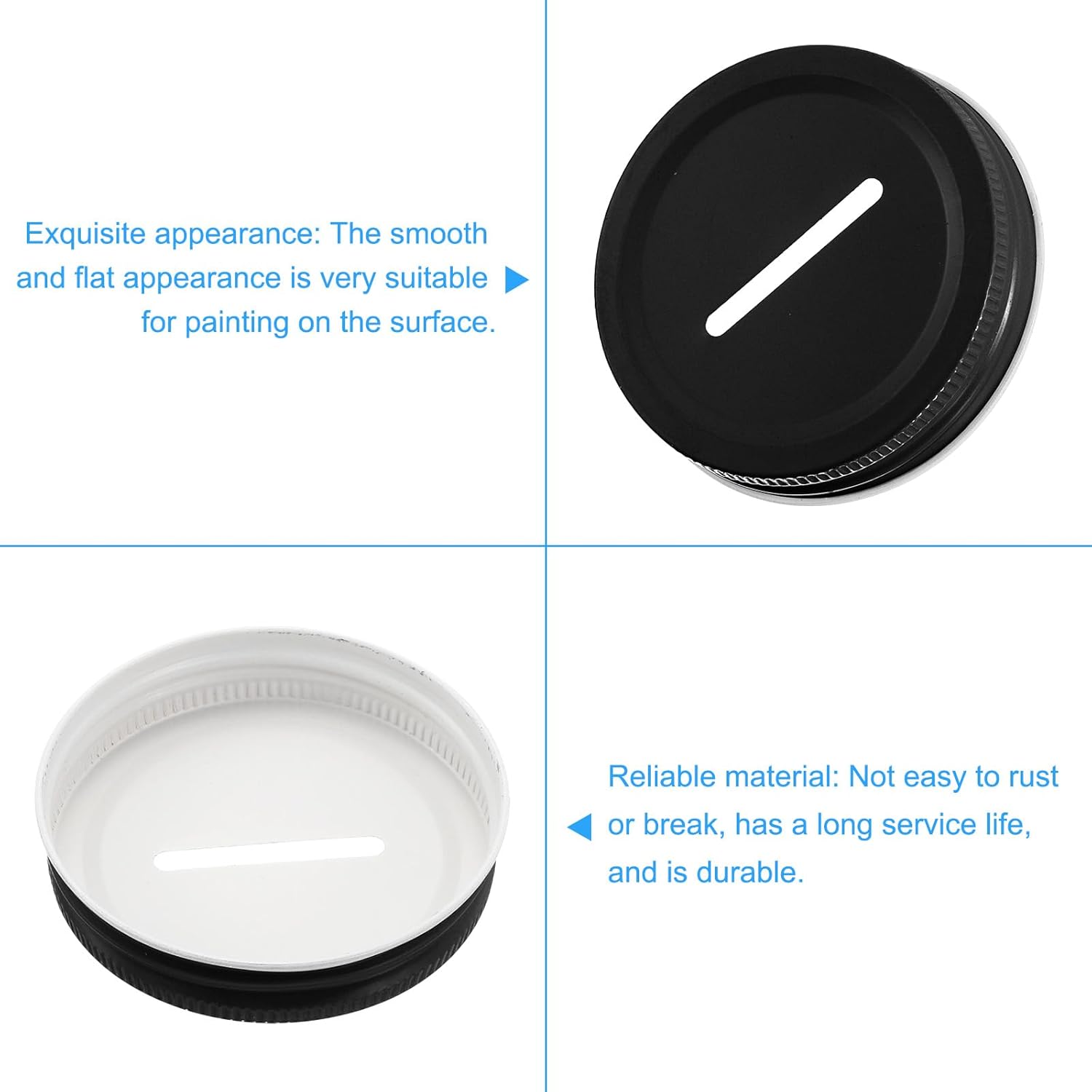 12Pcs Metal Coin Slot Lid Black