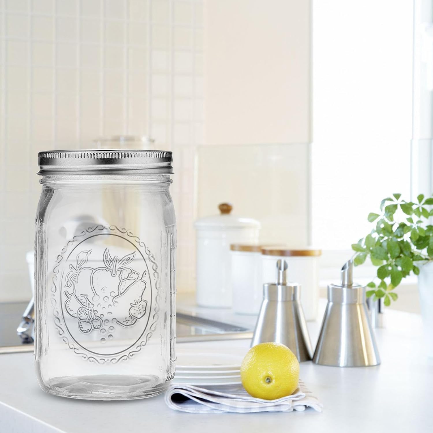 eleganttime 9-Pack 32 Oz Wide Mouth Mason Jars