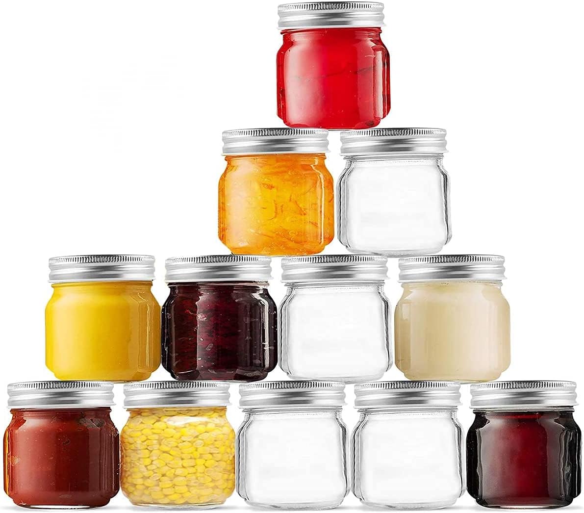 8 oz Mason Jars Clear Glass Lid with Metal