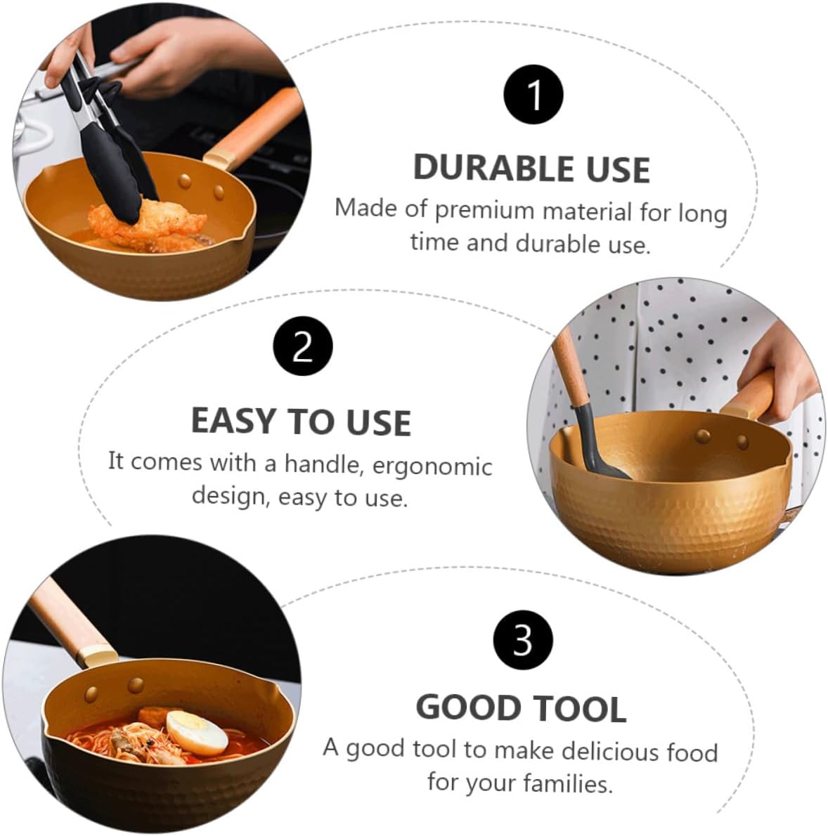 Non-stick Ergonomic sauc pot with double diversion trench