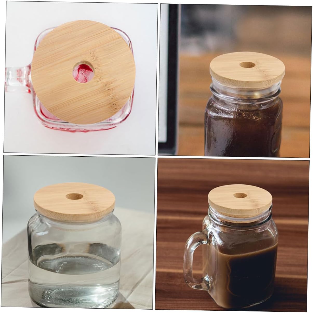 STOBAZA 6pcs Wooden Lids for Mason Jars