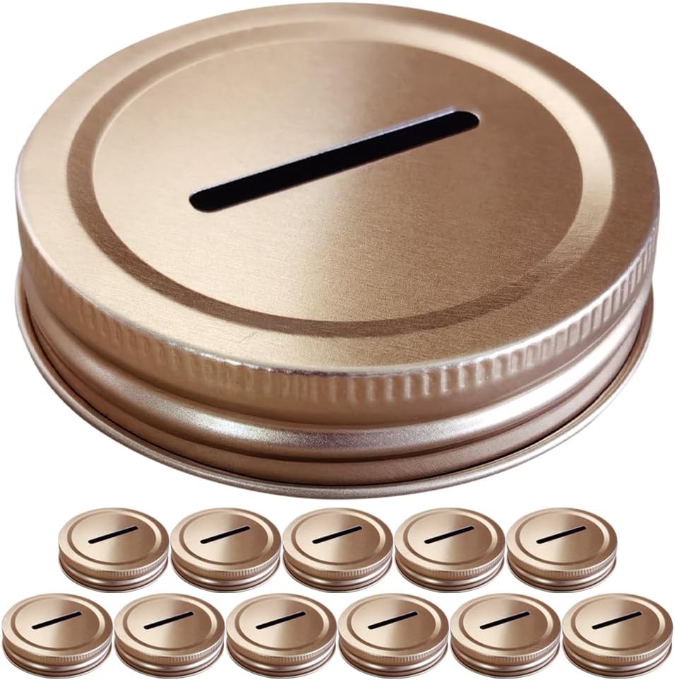 NUOBESTY Coin Slot Bank Lid 12pcs Mason Jar Canning Lid 1