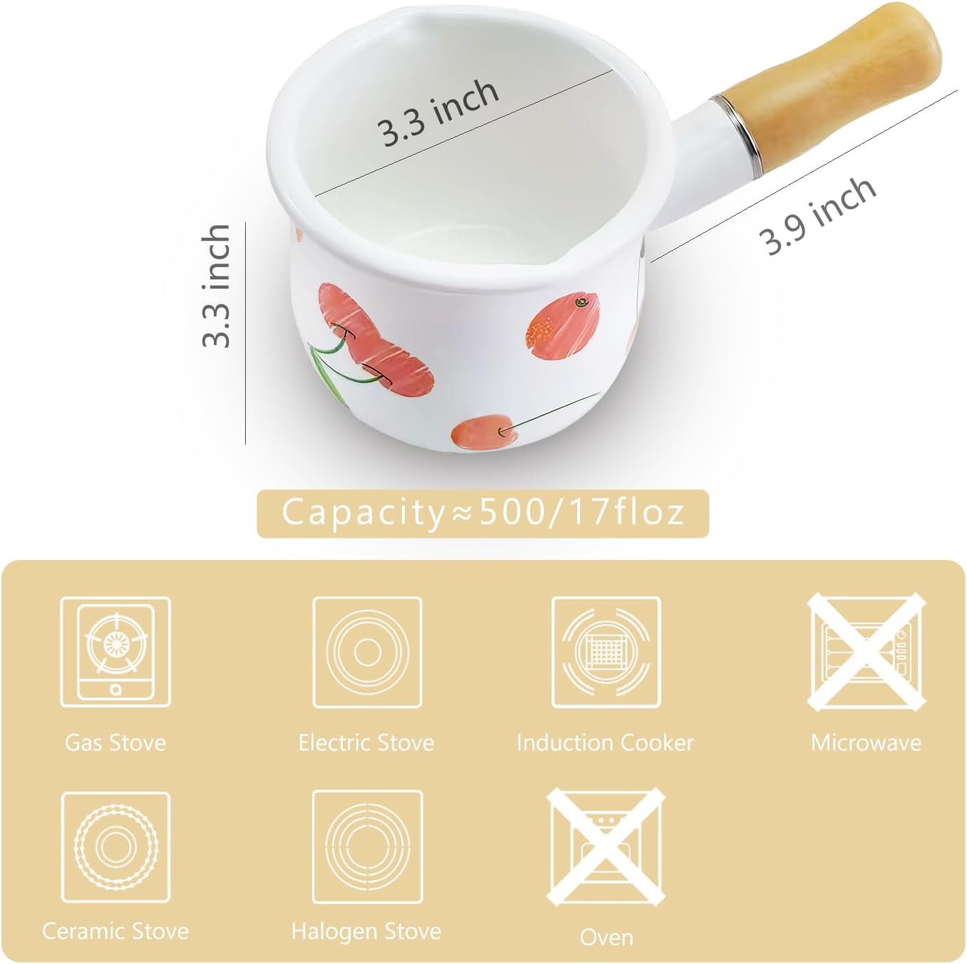 Mini Enamel Milk Pot for Warming