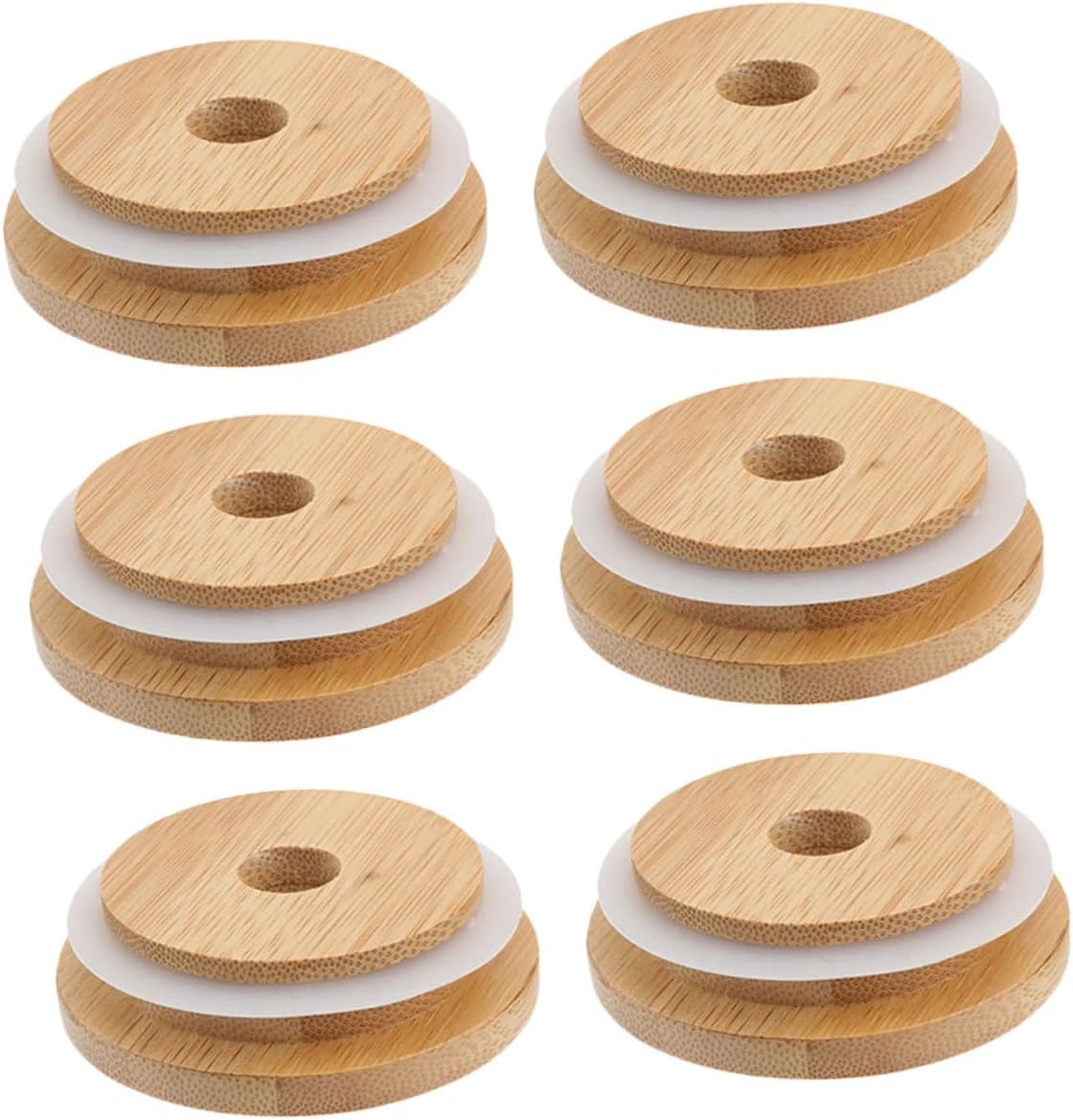 STOBAZA 6pcs Wooden Lids for Mason Jars