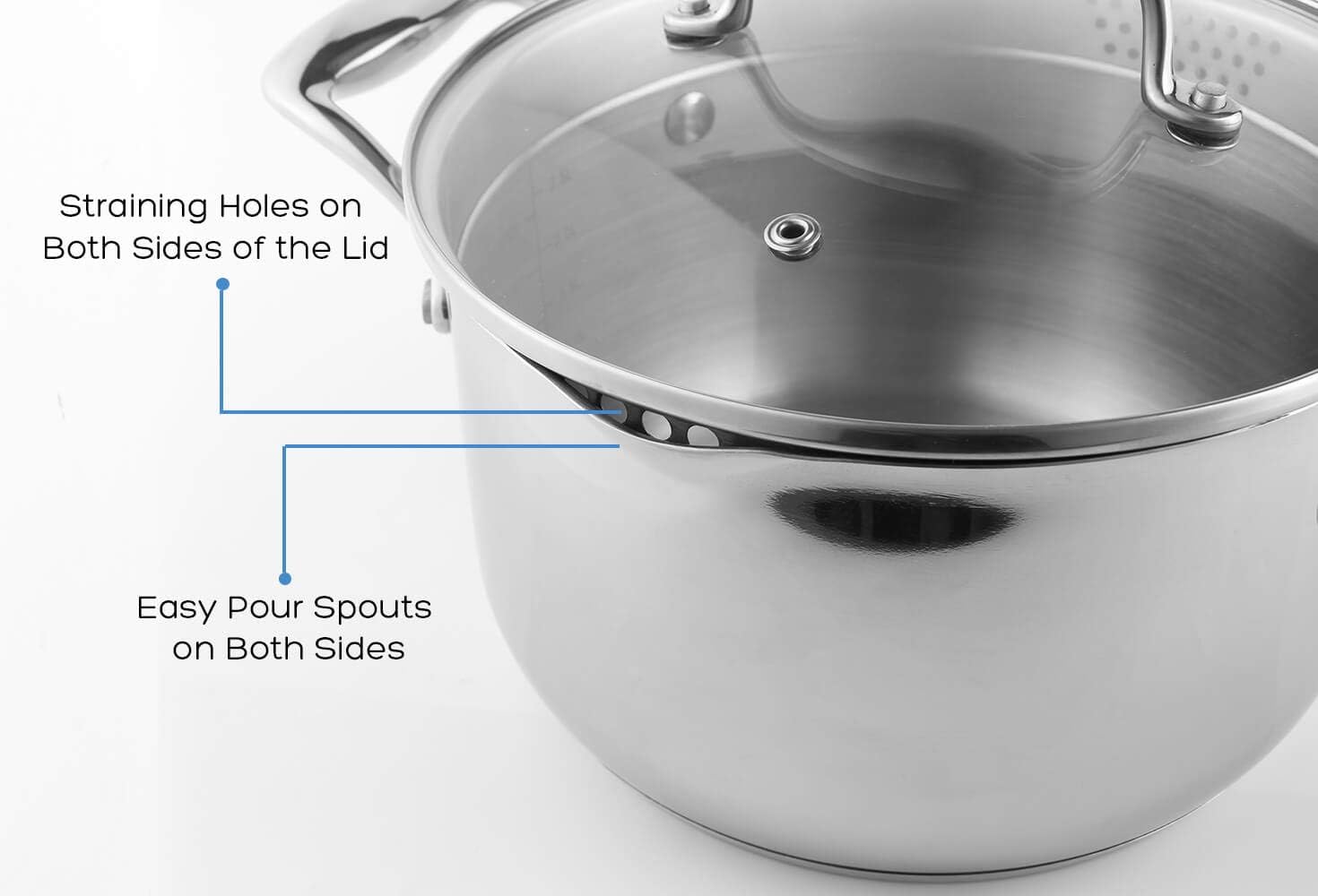Bustling 37 qt Stainless Steel Saucepan with Glass Lid