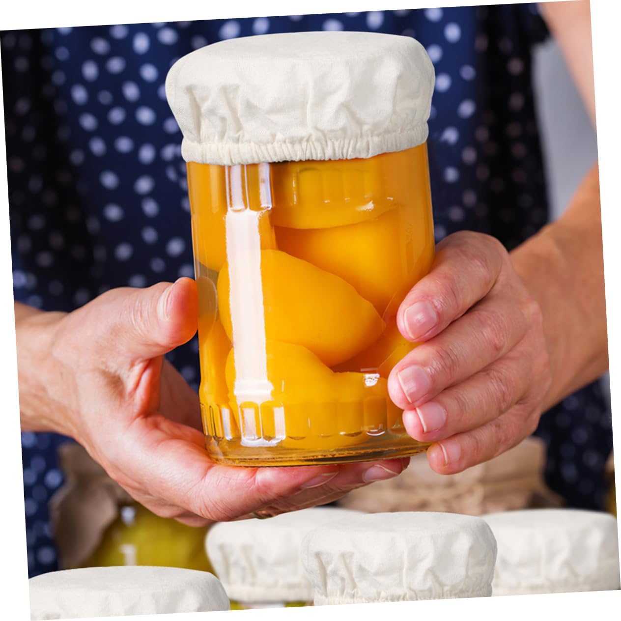 Canning Jar Covers protect freshness 8 Pcs Beige Cotton lids