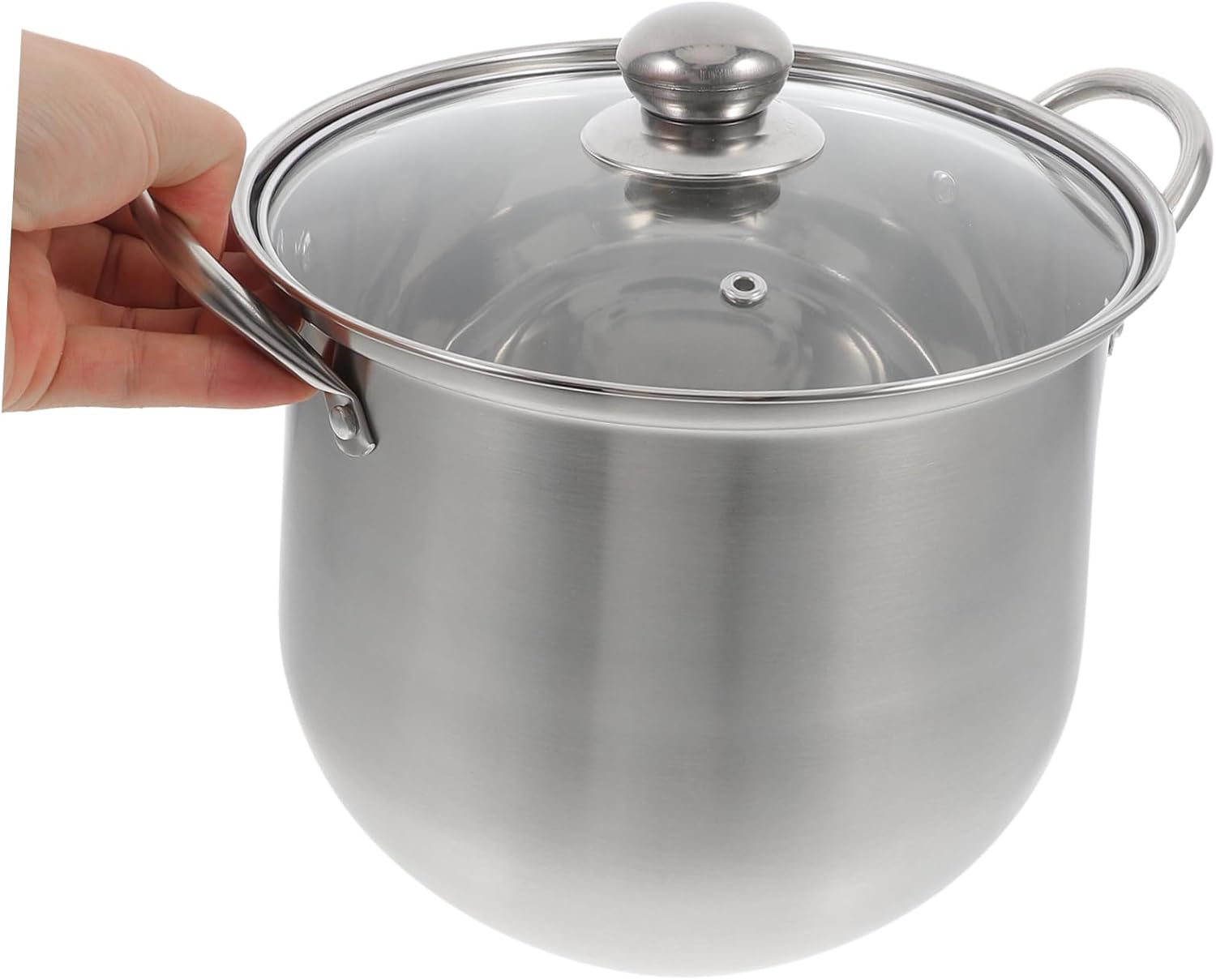 Stainless Steel Soup Pot with Built-In Handle and Heat Resistant Lid