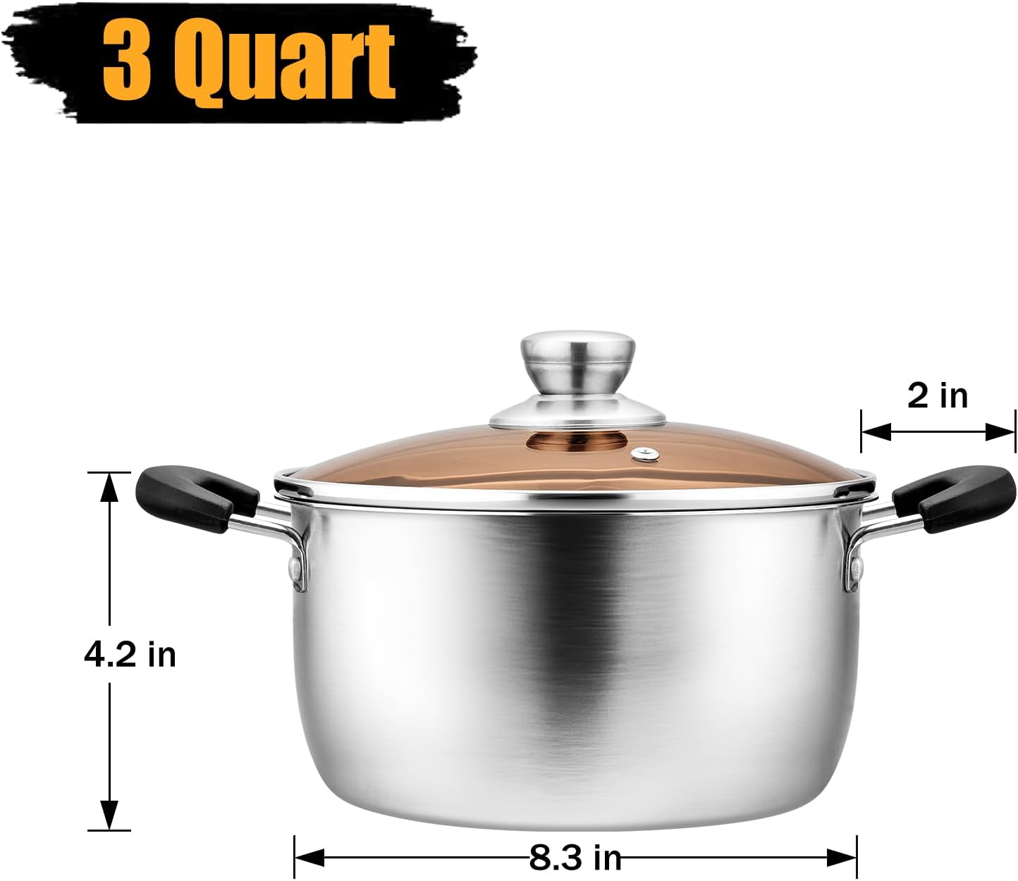 PP Chef 3-Quart Stainless Steel Stockpot