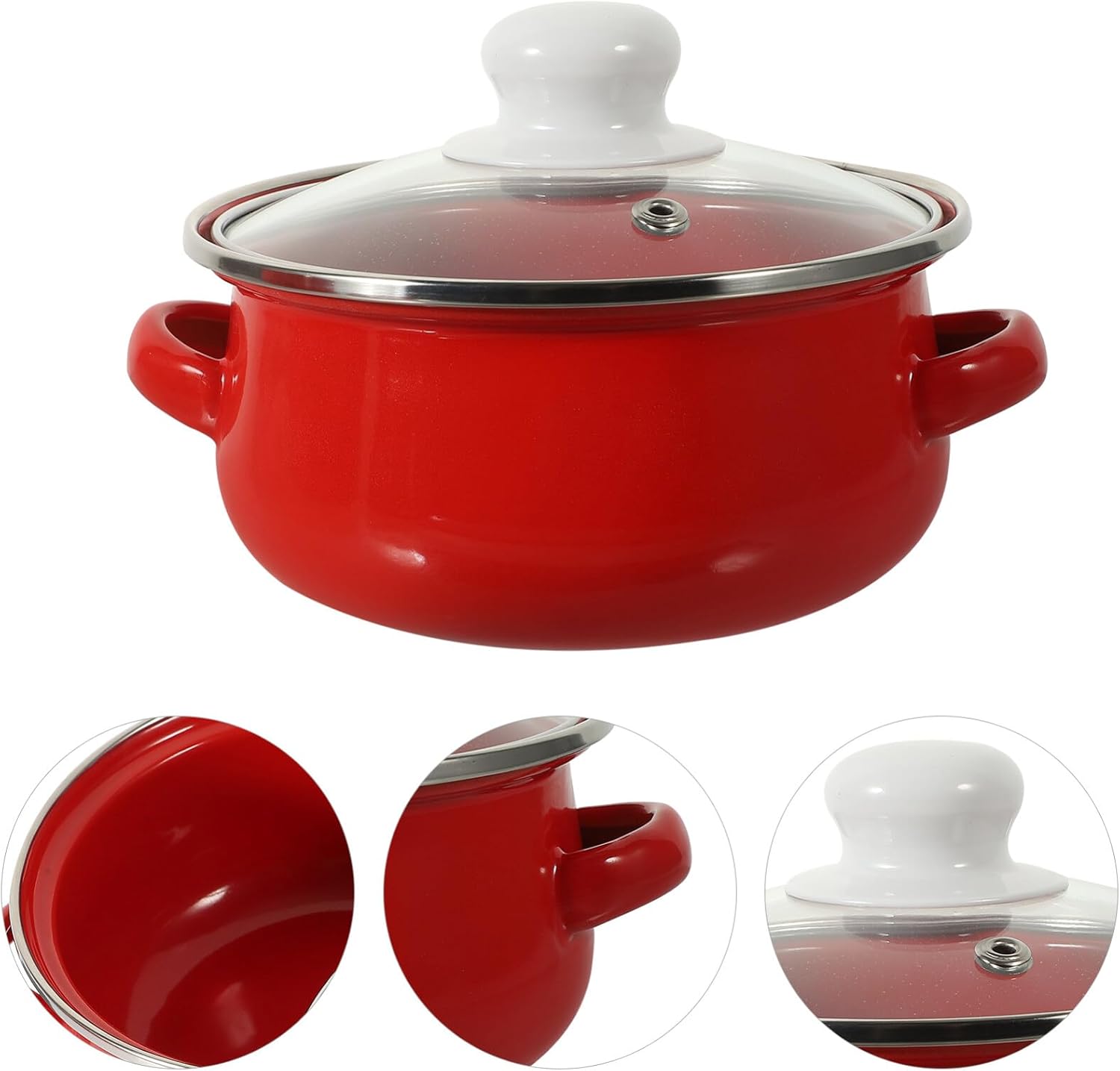 Luxshiny Retro Enamel Stockpot Set 3-Piece with Lid
