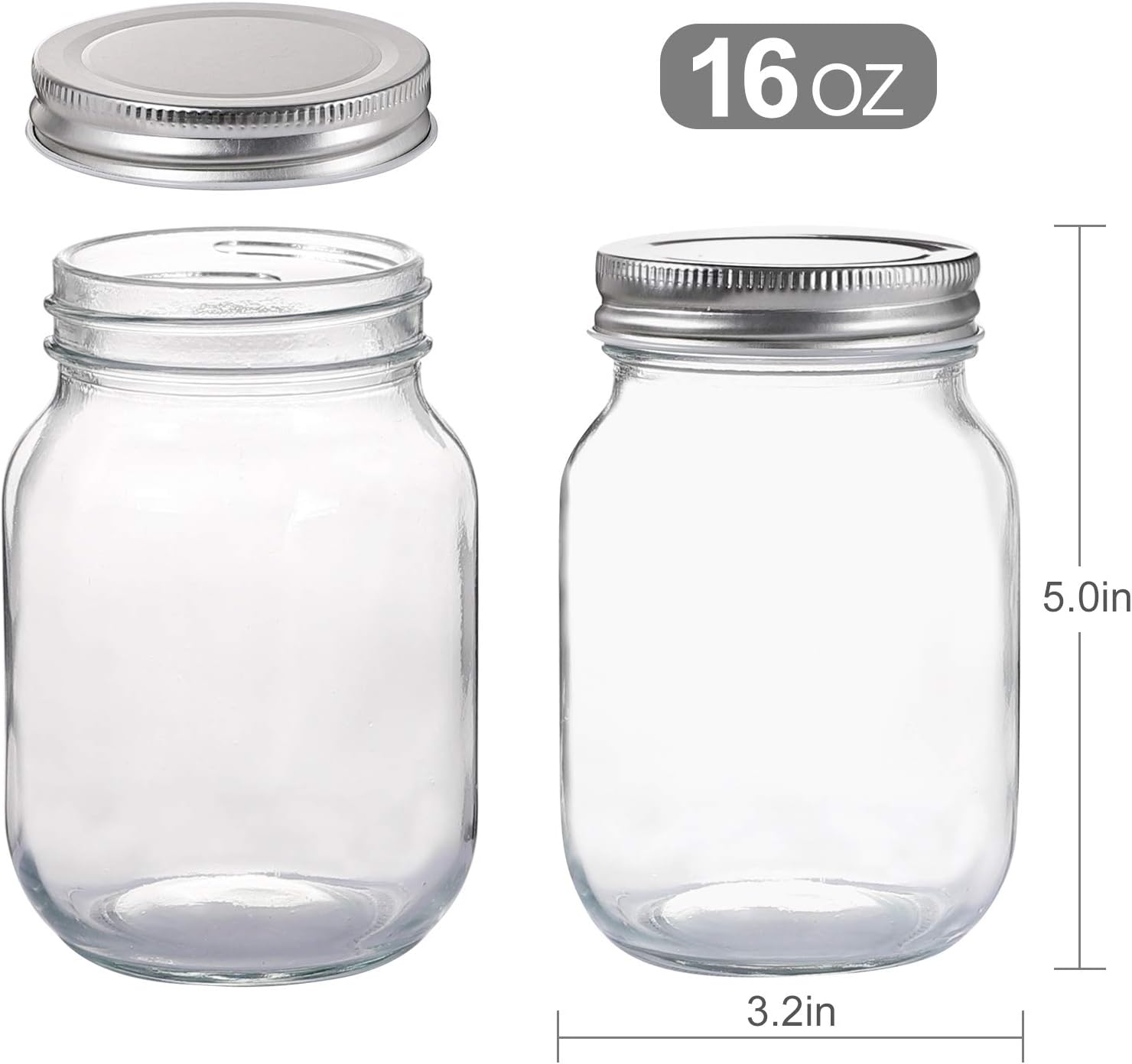 8-Piece Yingerhuang Glass Mason Jars with Silver Lids