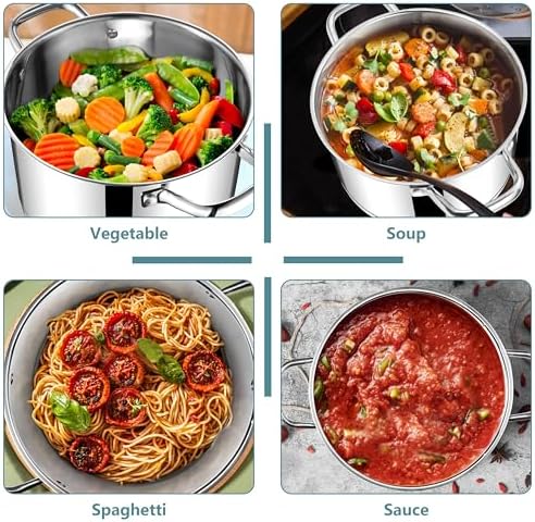 Sleek 4 qt Stock Pot with Lid - Premium Kitchen Tool forRecipes