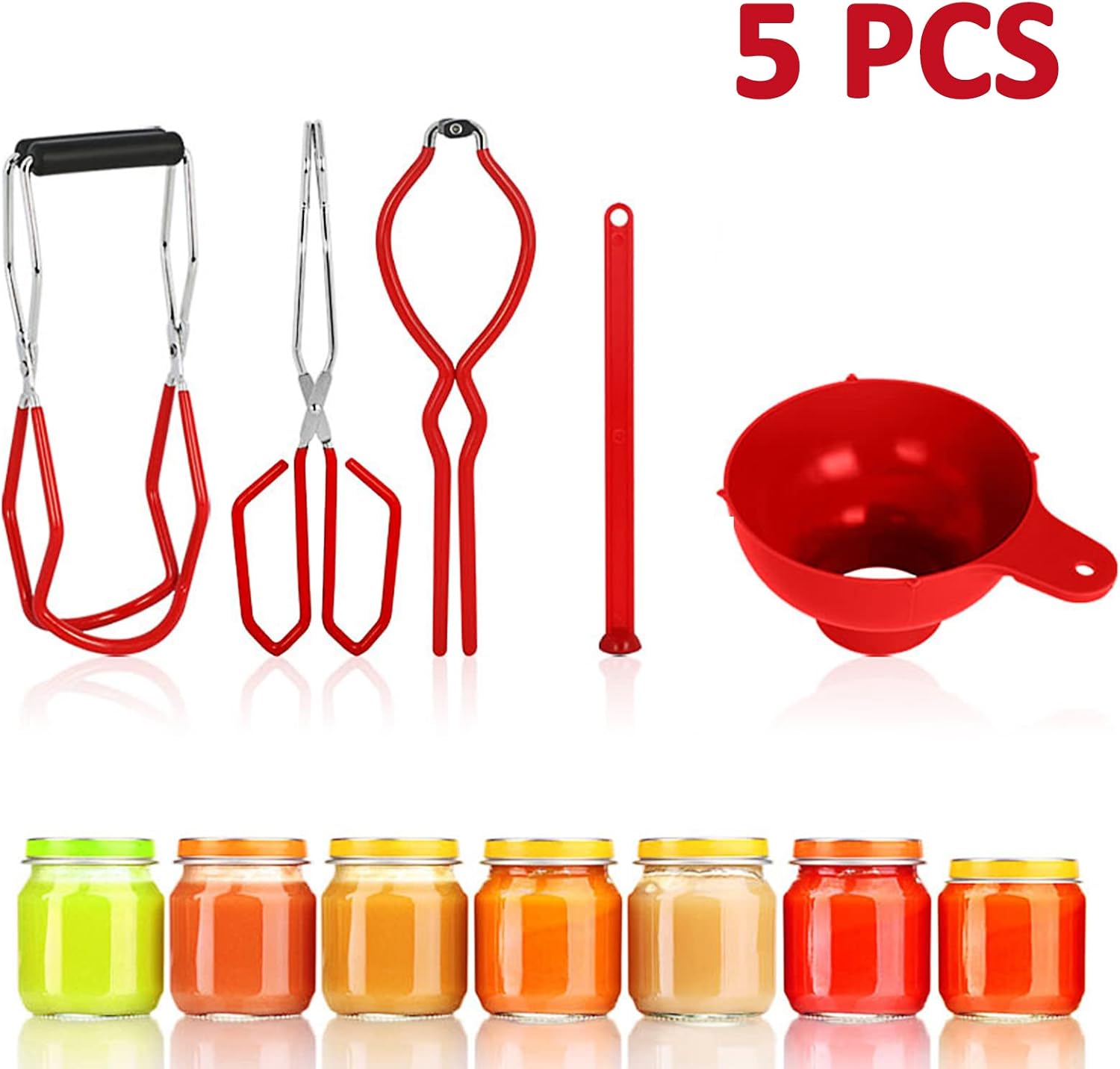 Disappears Canning Kit - 5PCS Stainless Steel Heat-Resistant Canning Essentials Set Red