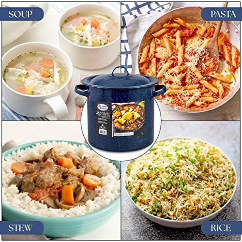 Alpine Cuisine 8-qt Stock Pot with Lid Black New
