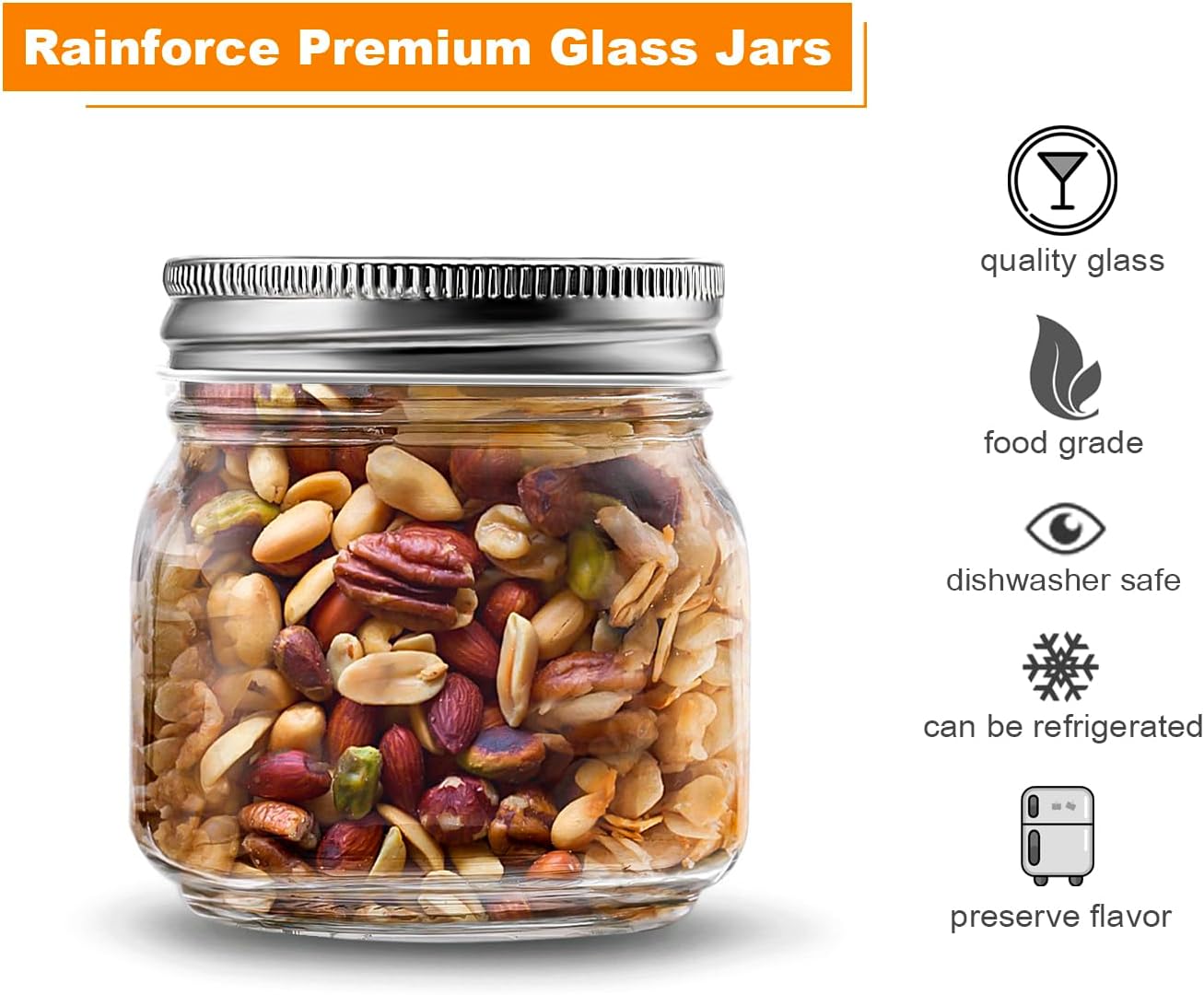 Rainforce Mason Jars 8 oz 30Pack Small Glass Canning Jars