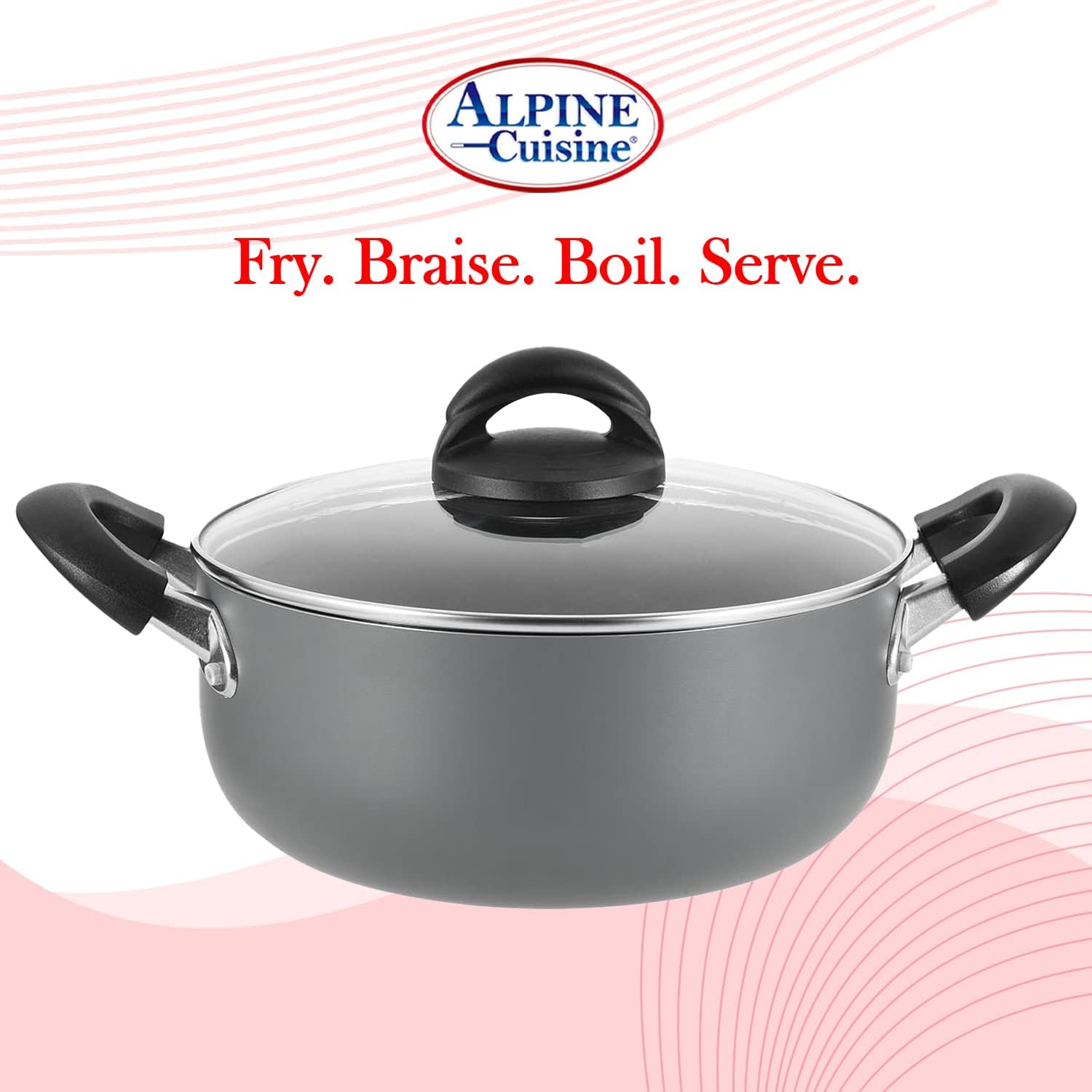 Alpine Cuisine 6QT Dutch Oven with Lid and Bakelite Handle