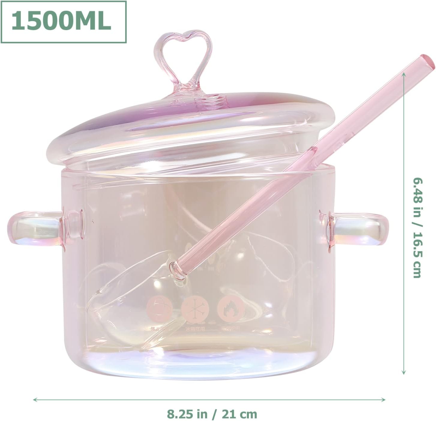 Premium Glass Tea Pot with Heart Design for Home Use